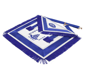 Past District Deputy Grand Master Blue Lodge Apron - Blue Borders Machine Embroidery - Bricks Masons
