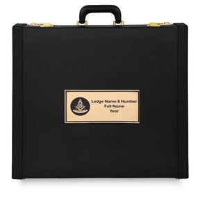 Past Master Blue Lodge Apron Case - Metal Plate Personalization GRAND SIZE - Bricks Masons