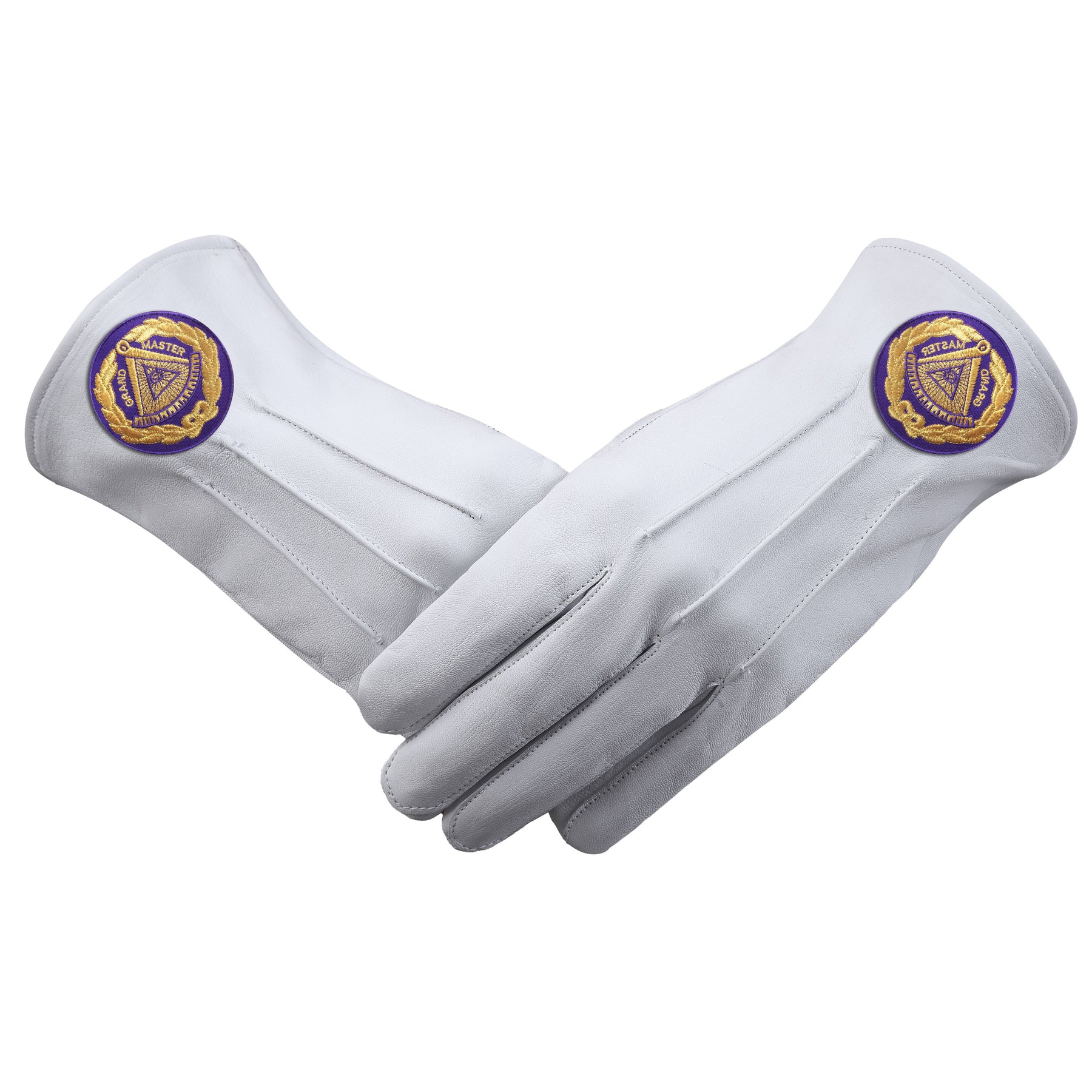 Grand Master Blue Lodge Glove - Leather With Purple Patch - Bricks Masons