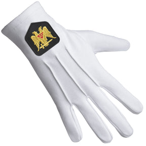 32nd Degree Scottish Rite Glove - Pure Cotton With Double Eagle - Bricks Masons