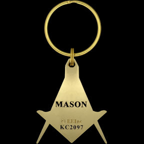 Master Mason Blue Lodge Keychain - Gold Color Square & Compass G - Bricks Masons