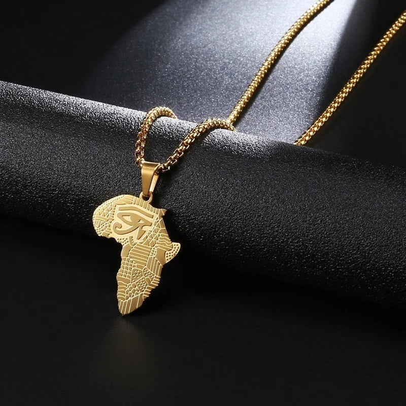 Ancient Egypt  Pendant - Gold Plated Zinc Alloy Map Shape - Bricks Masons