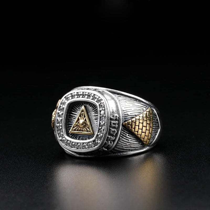 Eye Of Providence Ring - Single Domineering Index Opening Adjustable - Bricks Masons