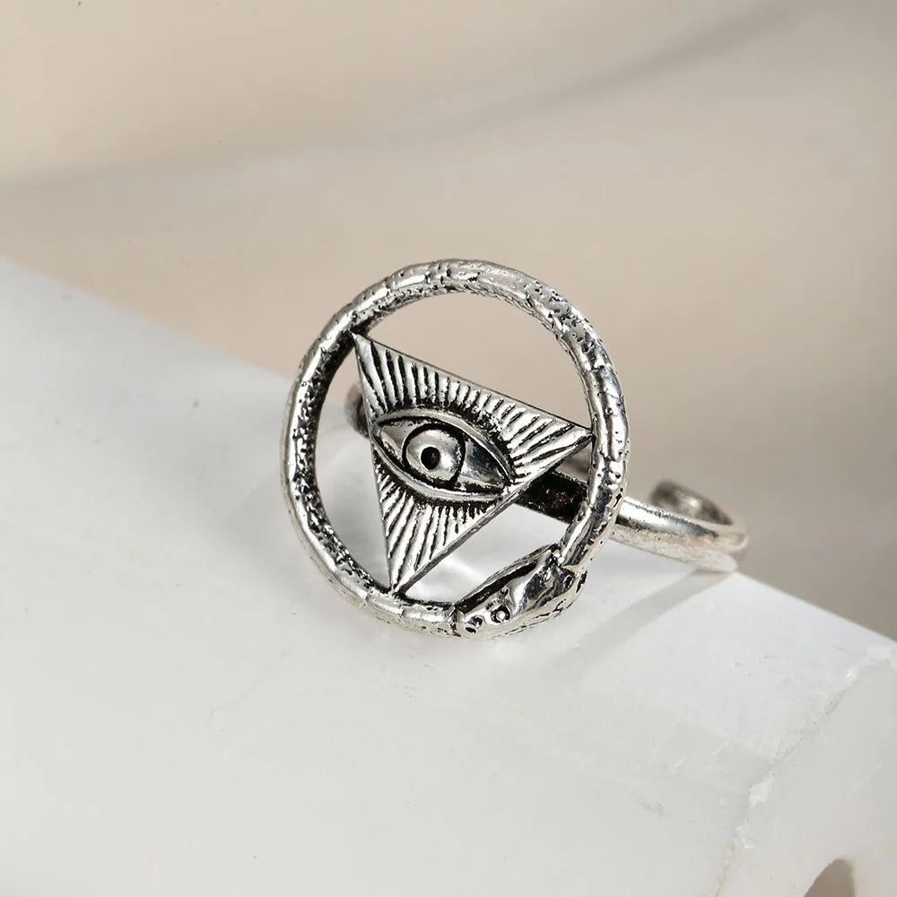 Ring - Gothic Evil Eye Winding Snake - Bricks Masons