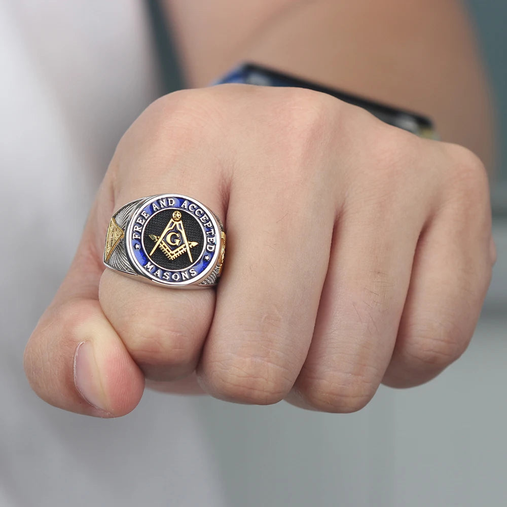 Anillo de la Logia Azul de Maestro Masón - Masones Libres y Aceptados con S&amp;C G Ojo de la Providencia