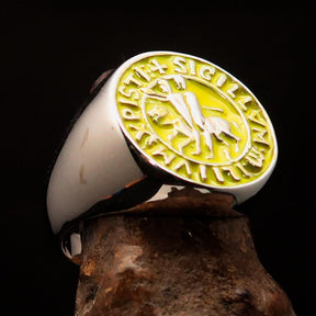 Knights Templar Commandery Ring - Yellow Sigillum MilItum XPISTI Sterling Silver