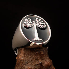 Ancient Israel Ring - Black Tree of Life Sterling Silver