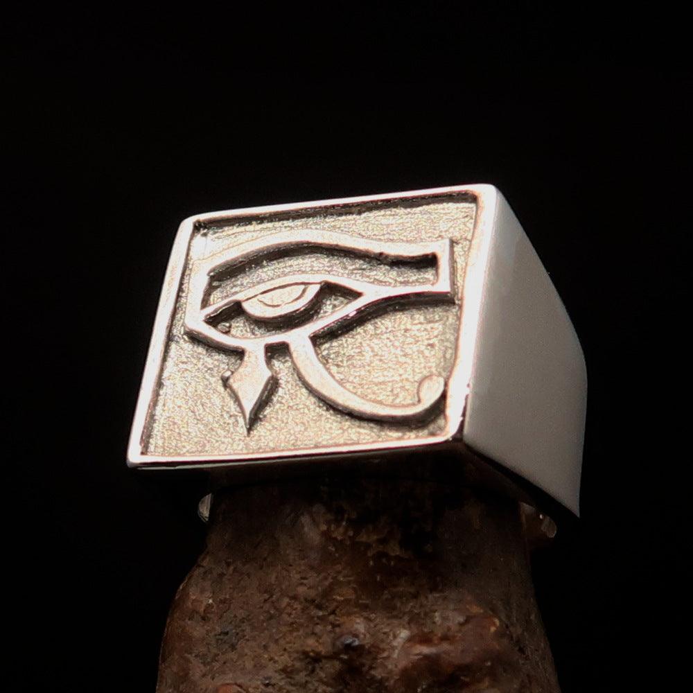 Ancient Egypt Keychain - Squared Eye of Horus Sterling Silver