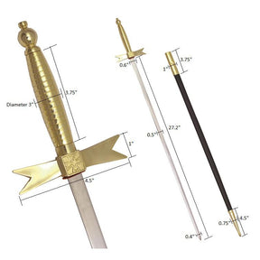 Knights Templar Commandery Sword - with Gold Hilt and Black Scabbard