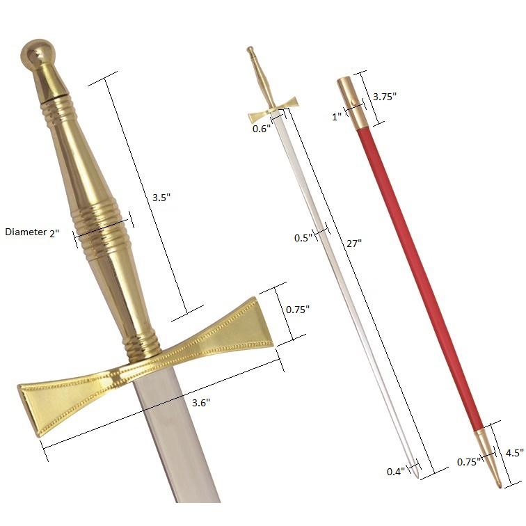 Masonic Sword - Gold Hilt and Red Scabbard