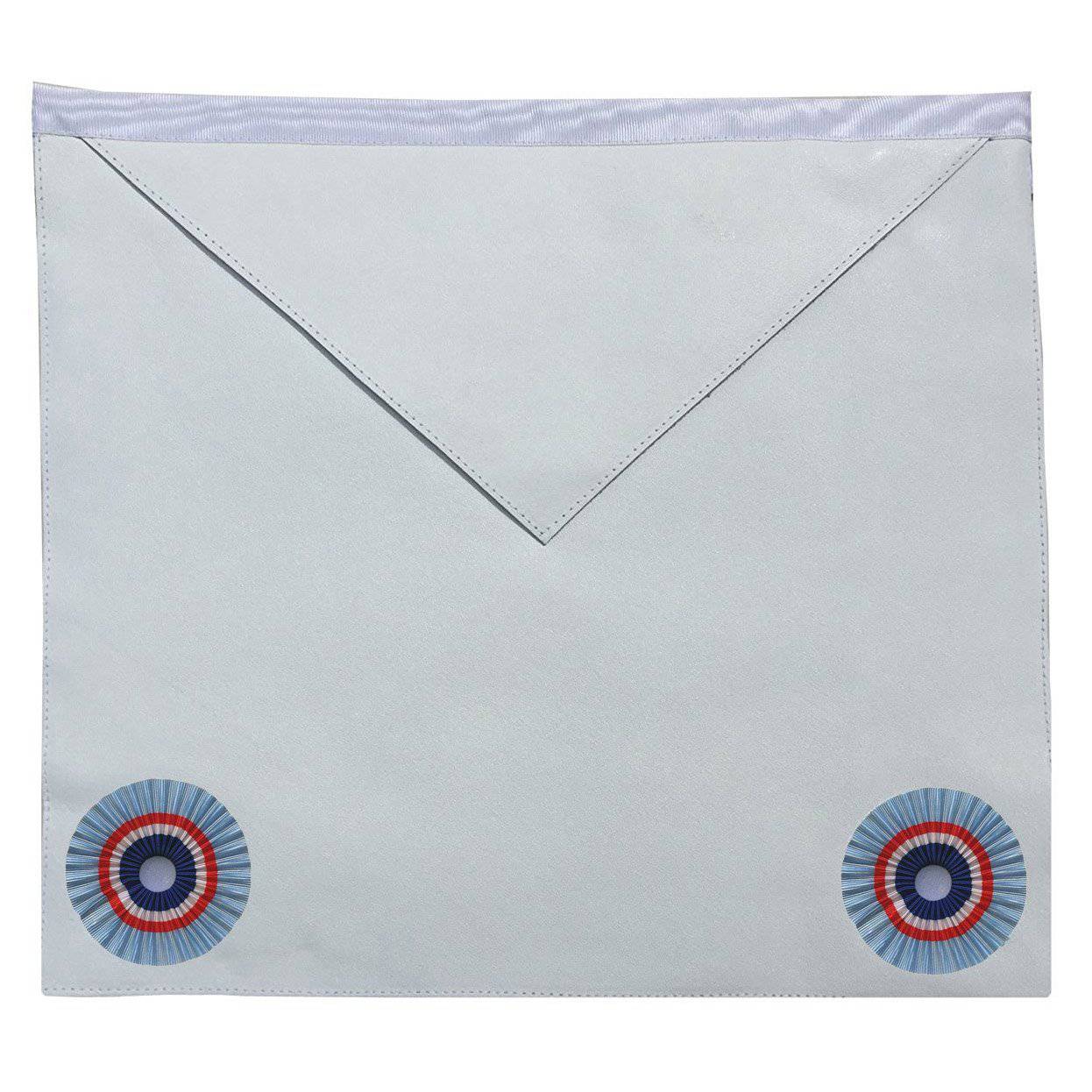 Fellowcraft Emulation Rite English Regulation Apron - White with Two Rosettes