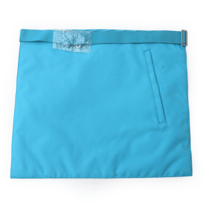 Worshipful Master Emulation Rite English Regulation Apron - Turquoise Moire with Silver Triple Taus