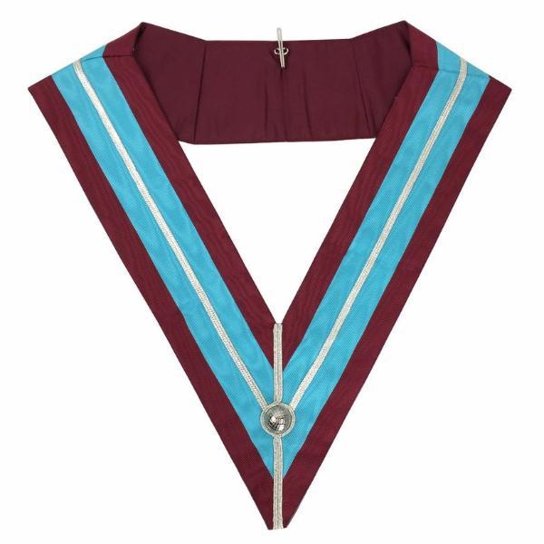 Past Master Mark Collar - Sky Blue & Maroon Moire