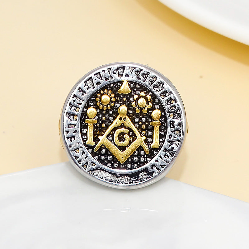 Master Mason Blue Lodge Ring - Gold Stainless Steel Free And Accepted Masons - Bricks Masons