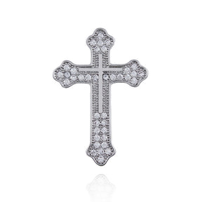 Knights Templar Commandery Brooch - Gold Plated Zircon Cross - Bricks Masons