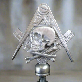 Widows Sons Hood Ornament - Square & Compass With Skull & Bones