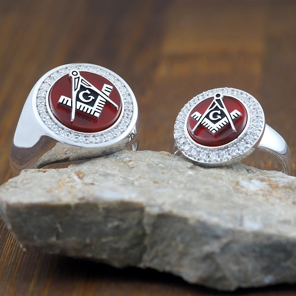 Master Mason Blue Lodge Ring - Square & Compass G Sterling Silver Ring