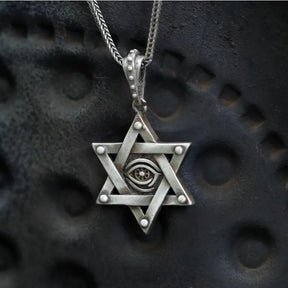 Eye Of Providence Necklace - Hexagram Shape Zinc Alloy - Bricks Masons