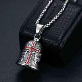 Knights Templar Commandery Pendant - Silver Plated Zinc Alloy Red Cross - Bricks Masons