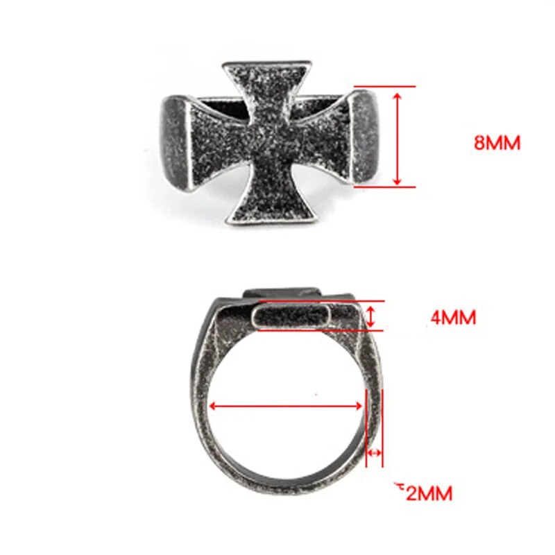 Knights Templar Commandery Ring - Stainless Steel & Retro Design - Bricks Masons