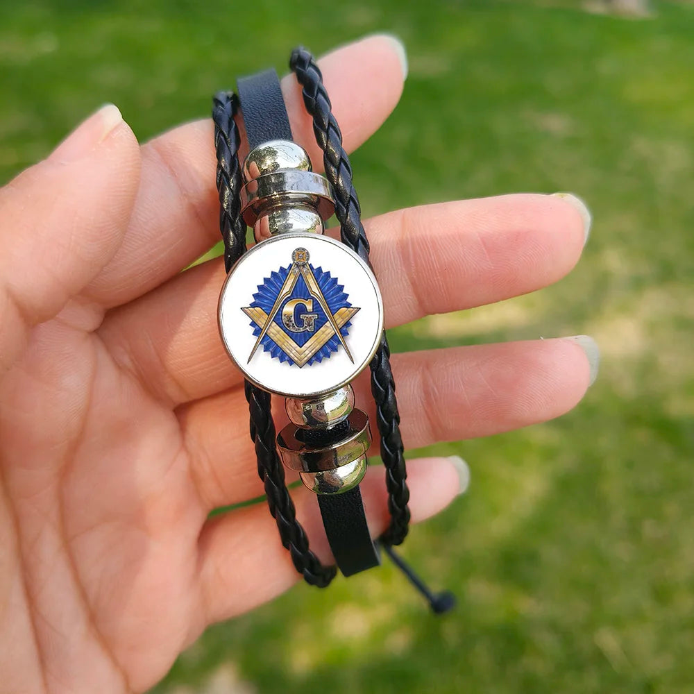 Pulsera de la Logia Azul de Maestro Masón - Escuadra y Compás con G