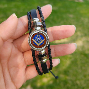 Pulsera de la Logia Azul de Maestro Masón - Escuadra y Compás con G