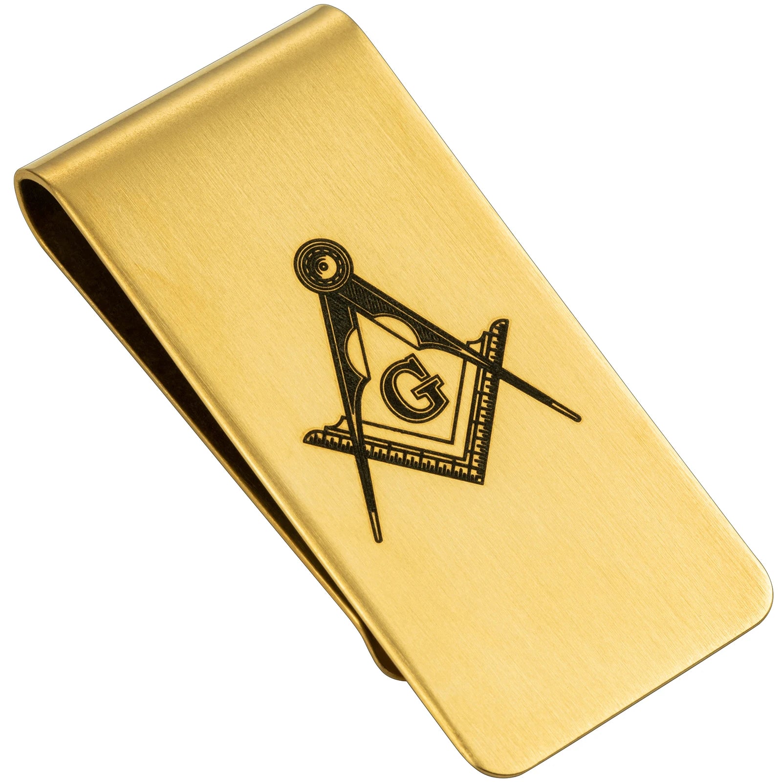 Master Mason Blue Lodge Money Clip - Gold Plated Stainless Steel Square & Compass G - Bricks Masons