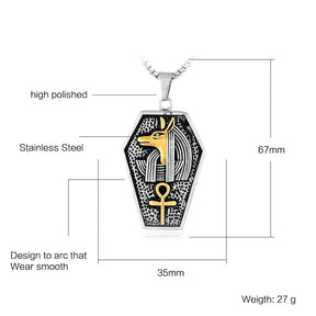 Stainless Steel Necklace  Ankh Cross Wolfhead - Bricks Masons