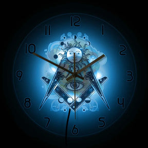 Master Mason Blue Lodge Clock - LED Printed All Seeing Eye