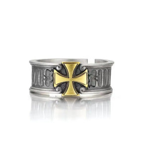 Knights Templar Commandery Ring - Silver with Gold Cross - Bricks Masons