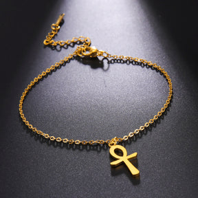 Ancient Egypt Anklet - Ankh Cross Stainless Steel - Bricks Masons