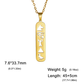 Ancient Egypt Necklace - Hieroglyphs Cartouche Stainless Steel - Bricks Masons