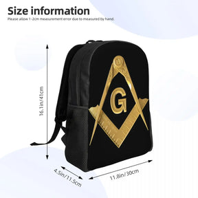 Master Mason Blue Lodge Backpack - Gold Adjustable Strap Nylon - Bricks Masons