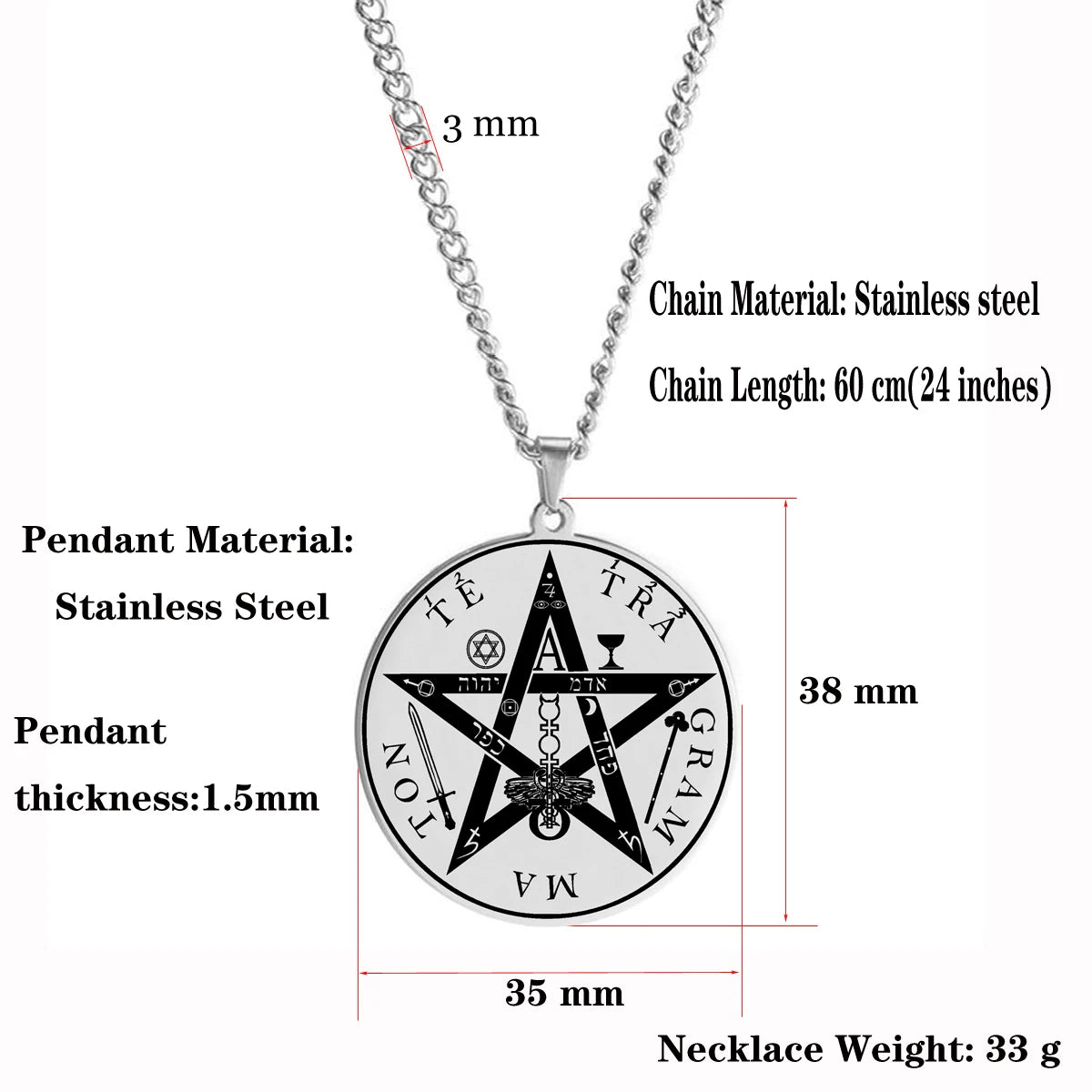 Ancient Israel Necklace - Pentagram of Solomon Seal Kabbalah - Bricks Masons