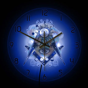 Master Mason Blue Lodge Clock - LED Printed All Seeing Eye