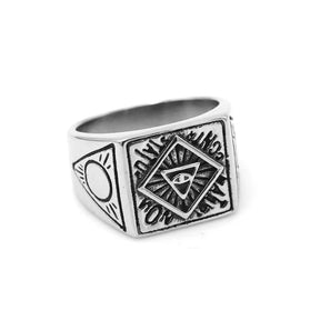 CORVICI Brand Stainless Steel All-seeing Eye of Providence Rings Ring Punk Gothic Biker Fashion Jewelry For Men Women Gift - Bricks Masons