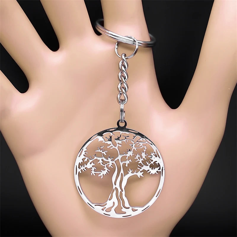 Ancient Israel Keychain - Stainless Steel Tree of Life - Bricks Masons