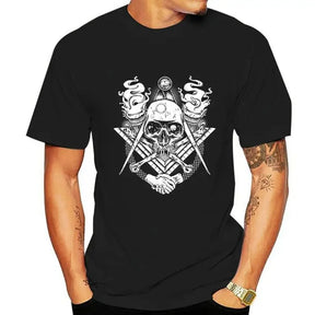 Master Mason Blue Lodge T-Shirt - Skull & Bones Black White Design - Bricks Masons