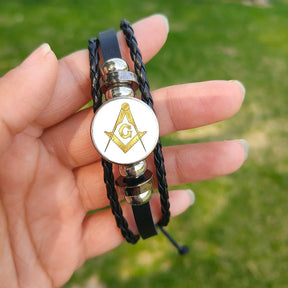 Pulsera de la Logia Azul de Maestro Masón - Escuadra y Compás con G