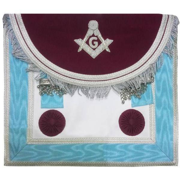 Master Mason Craft Scottish Regulation Apron - Brown & Sky Blue Moire