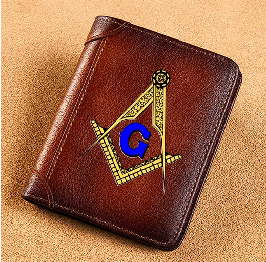 Master Mason Blue Lodge Wallet - Genuine Leather With Credit Card Holder (Black/Brown/Coffee)