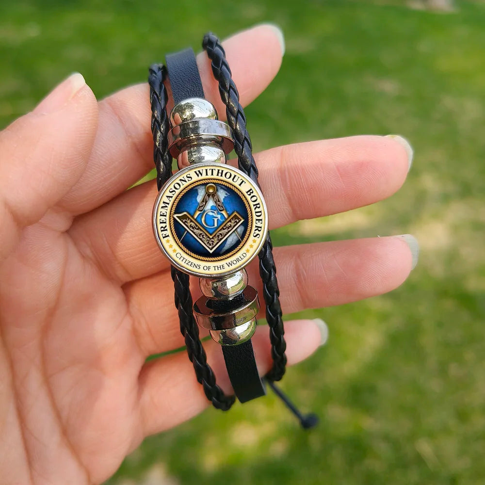 Pulsera de la Logia Azul de Maestro Masón - Escuadra y Compás con G
