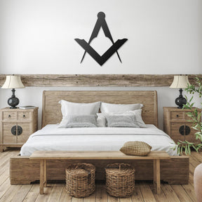 Master Mason Blue Lodge Wall Monogram - Square and Compass Die Cut Metal - Bricks Masons
