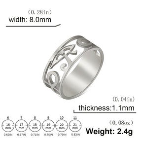 Ancient Egypt Ring - Eye of Horus Ankh Cross  Stainless Steel - Bricks Masons
