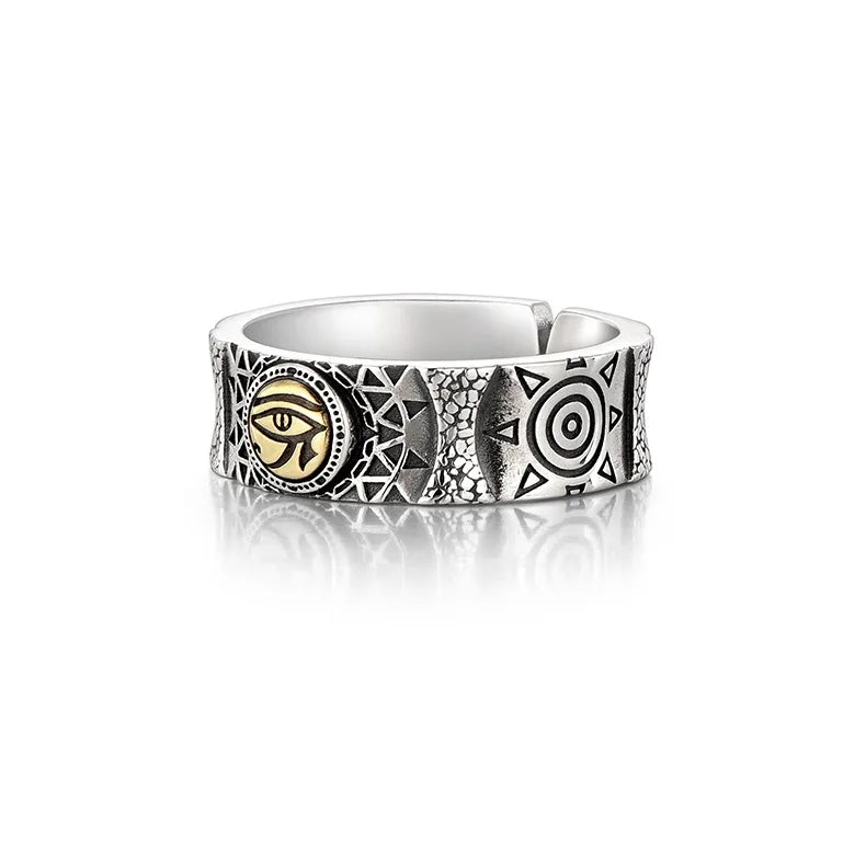 Ancient Egypt Ring - Pharaoh Guardian God Eye of Horus Opening Adjustable - Bricks Masons