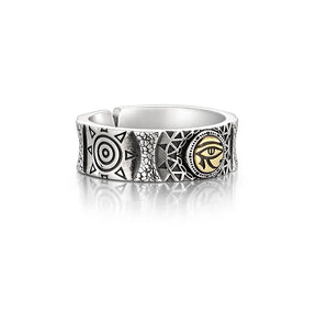 Ancient Egypt Ring - Pharaoh Guardian God Eye of Horus Opening Adjustable - Bricks Masons