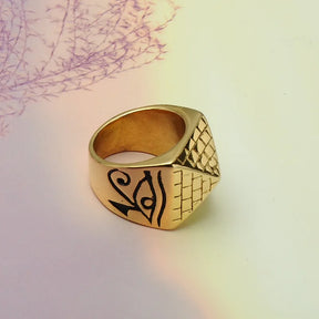 Ancient Egypt Ring - Gold Pyramid Stainless Steel - Bricks Masons
