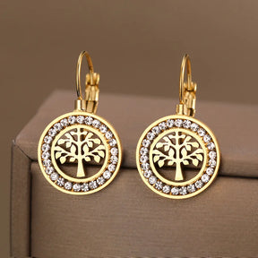 Ancient Israel Earring - Stainless Steel  Tree 3A zircon Crystal - Bricks Masons