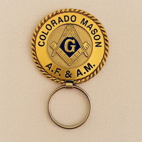 Master Mason Blue Lodge Keychain - Handcrafted Colorado Mason Square & Compass G