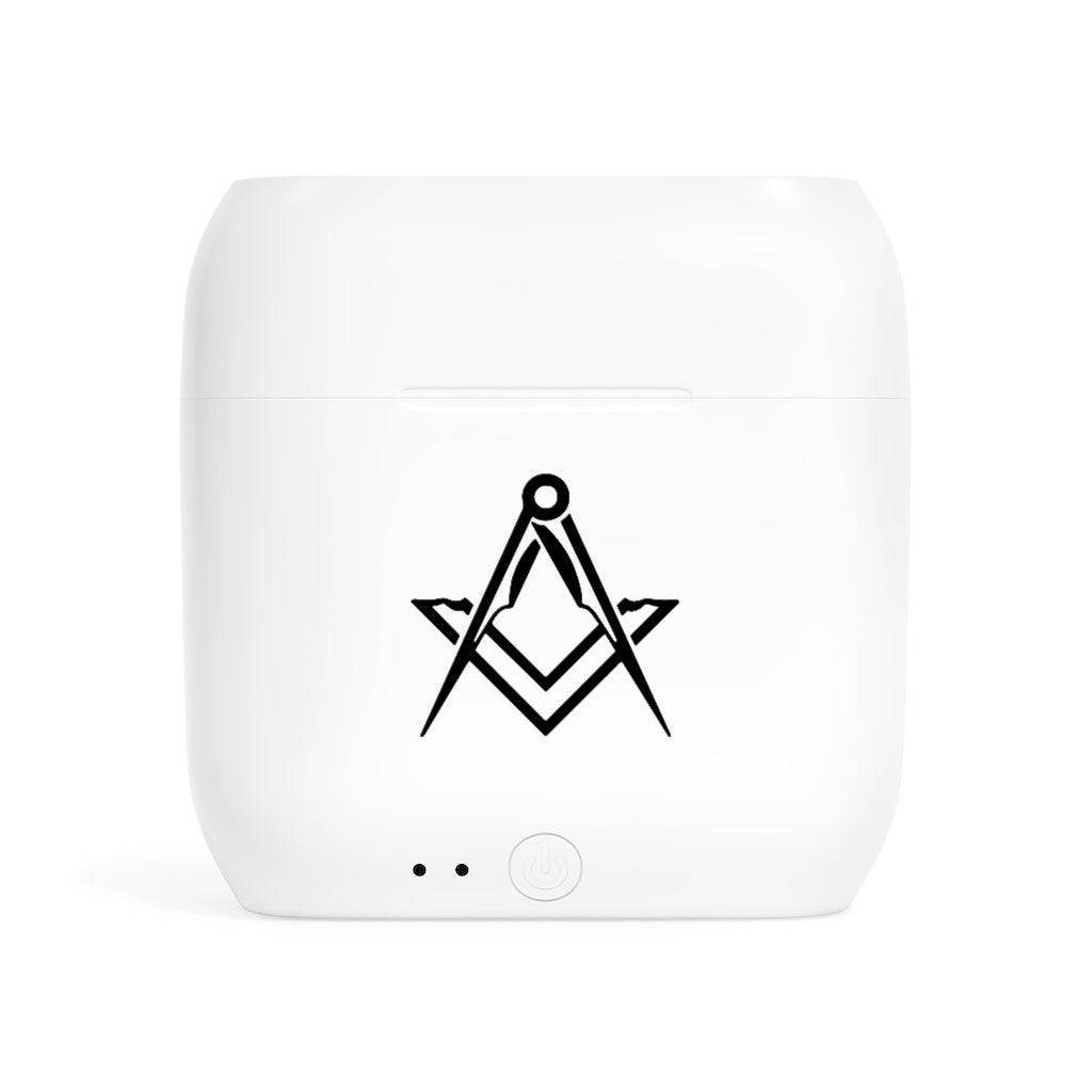 Master Mason Blue Lodge Earbud - White with Square & Compass